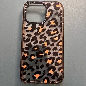 Black and Orange Leopard Print Phone Case with Glossy Finish